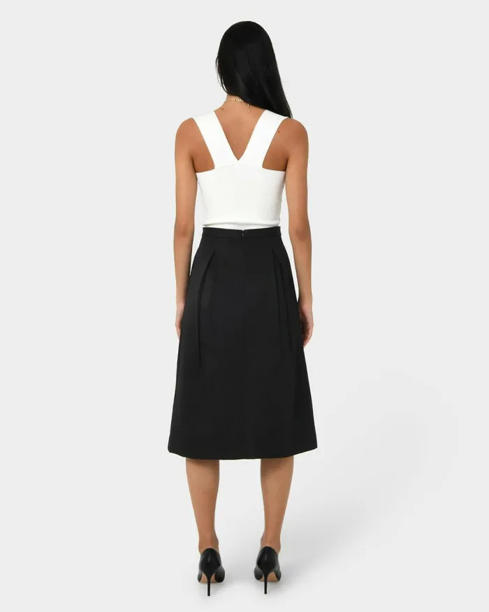 Forcast Harriet Jacquard Skirt Black Women Midi and Maxi Skirts