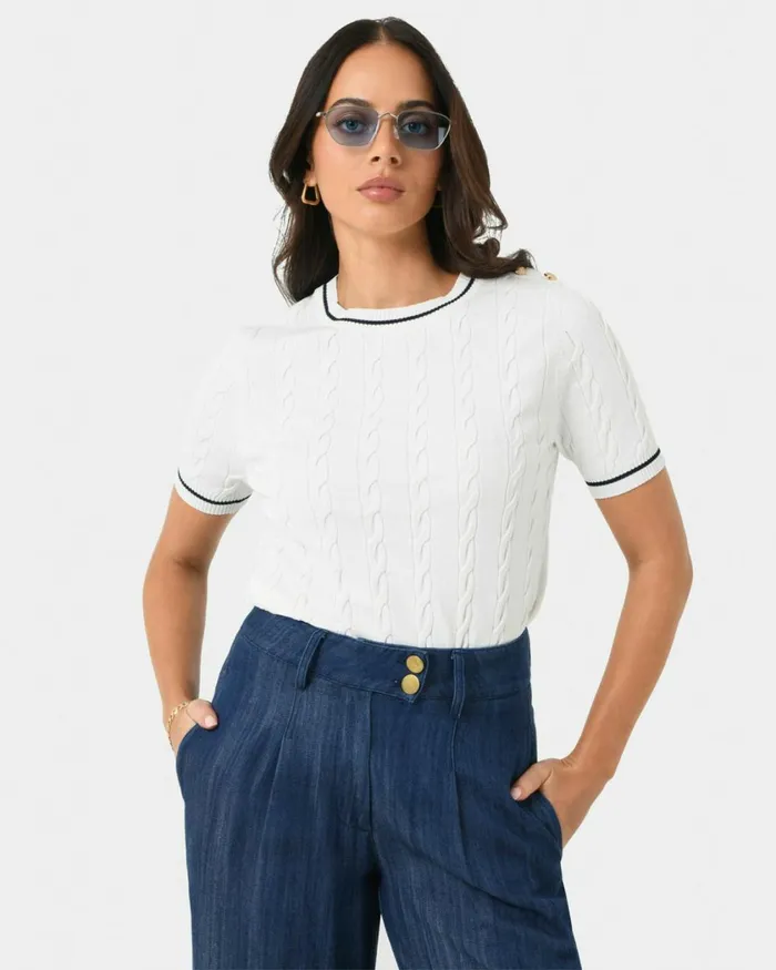 Forcast Harvey Cable Knit Top Women TShirts and Tops