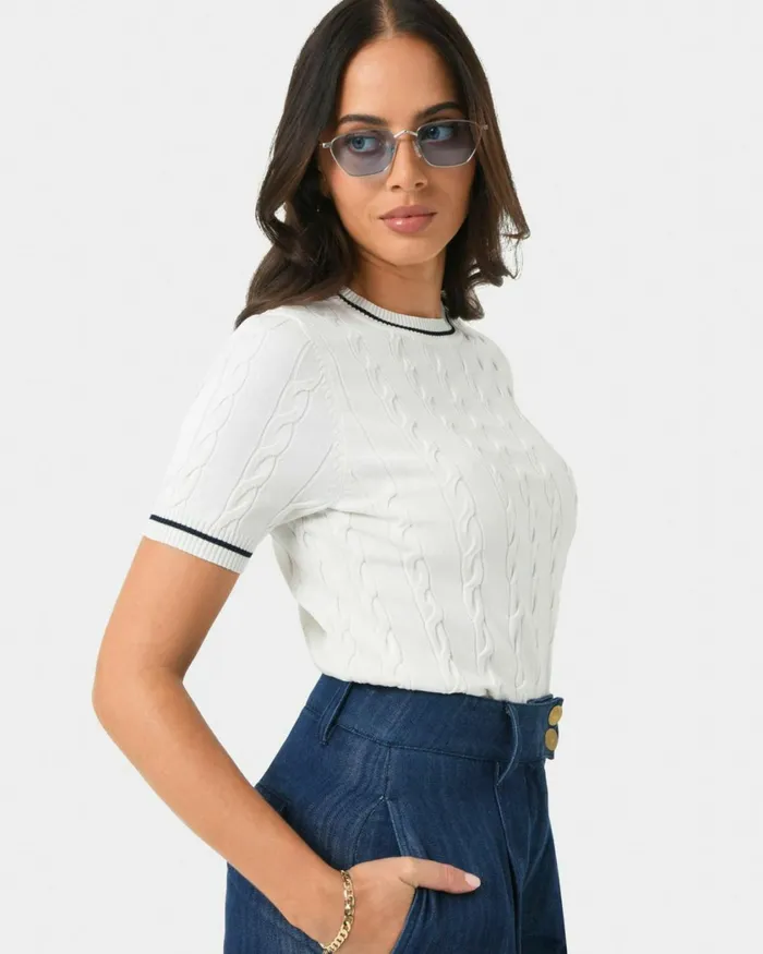 Forcast Harvey Cable Knit Top Women TShirts and Tops