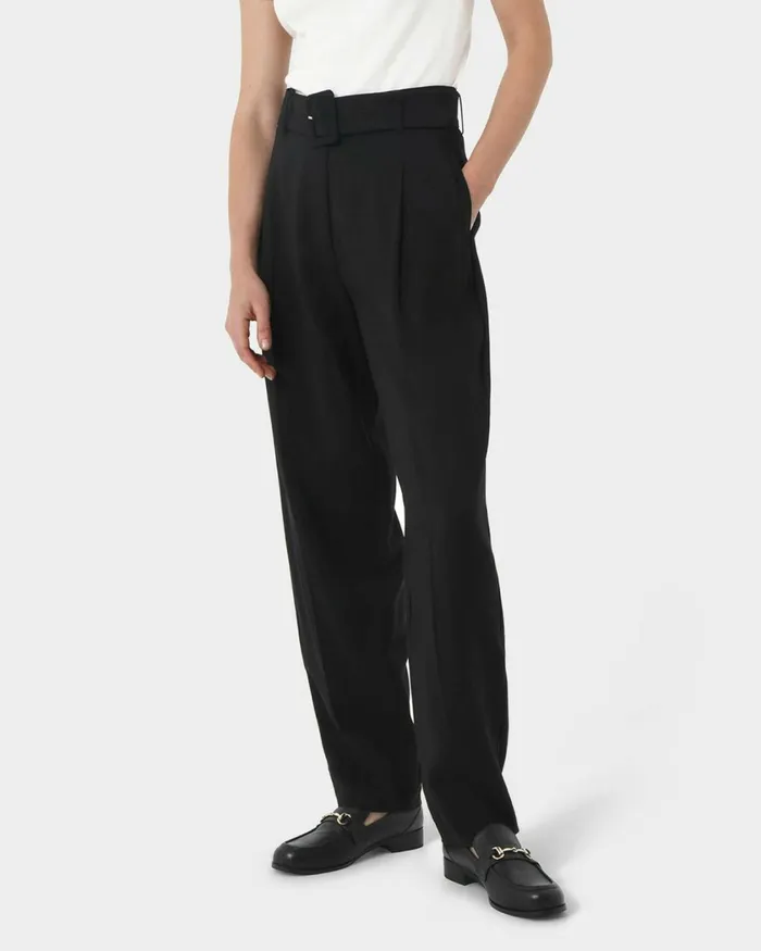 Forcast Hazel Belted Tapered Pant Black Women HighWaisted Pants