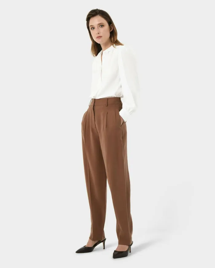 Forcast Hazel Belted Tapered Pant Charred Clay Women HighWaisted Pants