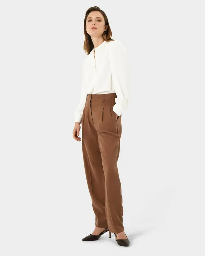 Forcast Hazel Belted Tapered Pant Charred Clay Women HighWaisted Pants