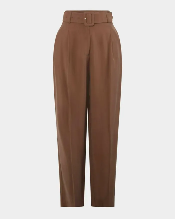 Forcast Hazel Belted Tapered Pant Charred Clay Women HighWaisted Pants