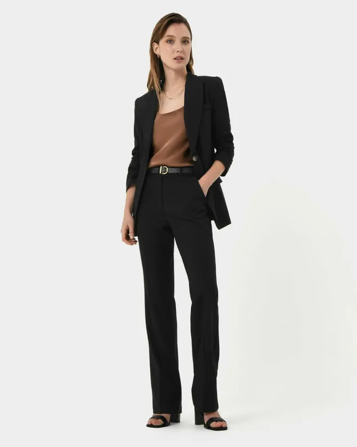 Forcast Hunter Single Breasted Blazer Black Women Jackets and Blazers
