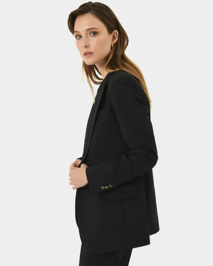 Forcast Hunter Single Breasted Blazer Black Women Jackets and Blazers