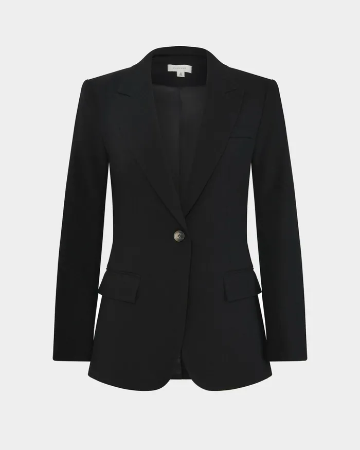 Forcast Hunter Single Breasted Blazer Black Women Jackets and Blazers