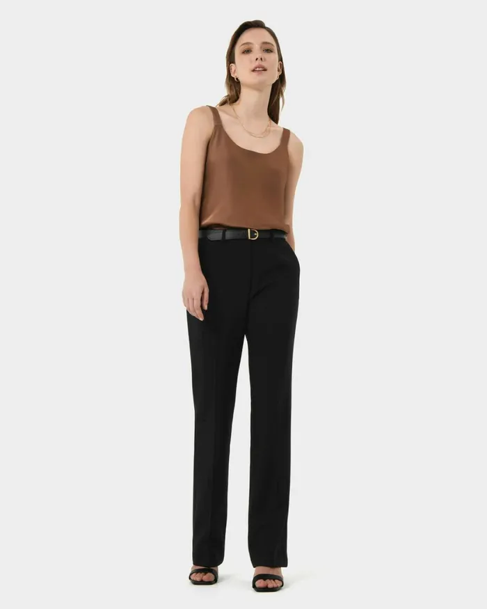 Forcast Hunter Slim Straight Pants Black Women Straight Leg Pants