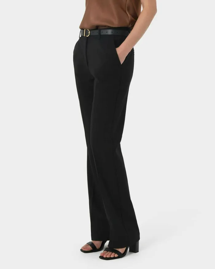 Forcast Hunter Slim Straight Pants Black Women Straight Leg Pants