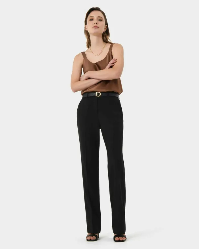 Forcast Hunter Slim Straight Pants Black Women Straight Leg Pants