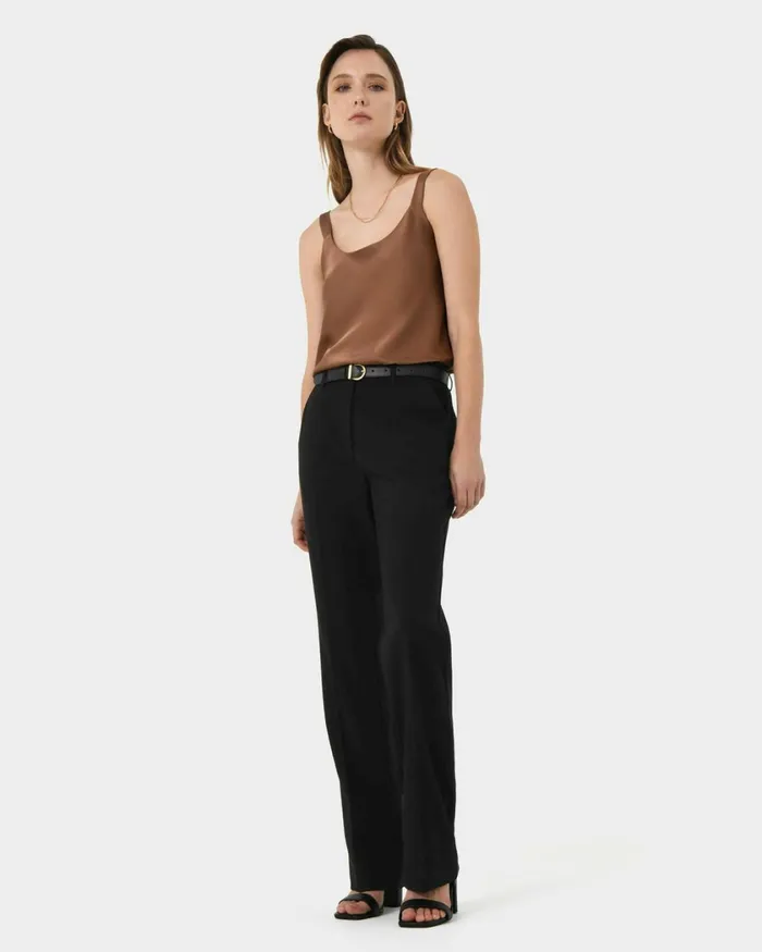 Forcast Hunter Slim Straight Pants Black Women Straight Leg Pants