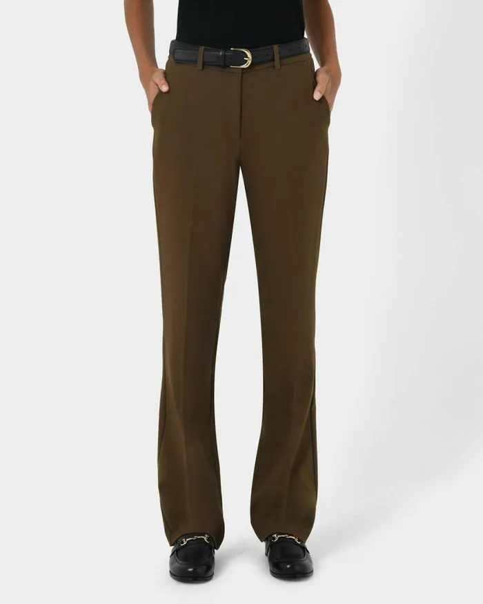 Forcast Hunter Slim Straight Pants Gold Khaki Women Straight Leg Pants