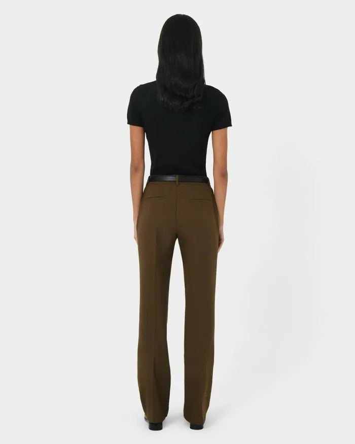 Forcast Hunter Slim Straight Pants Gold Khaki Women Straight Leg Pants