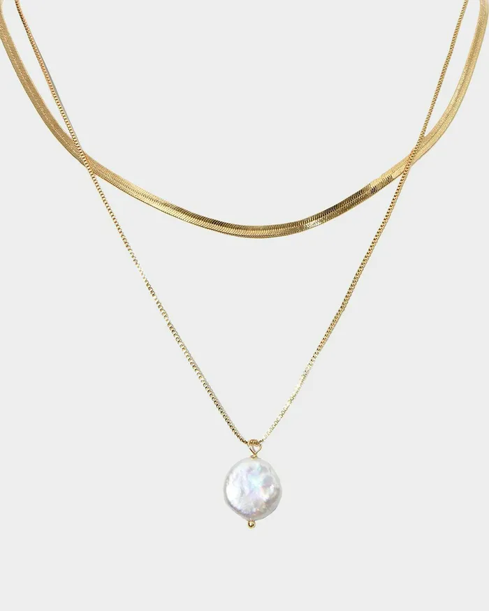 Forcast Ines 16k Gold 2pc Necklace Set Gold Women Necklaces