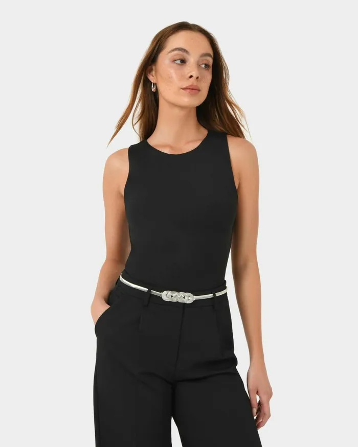 Forcast Ishika Stretch Metal Belt Silver Women Belts