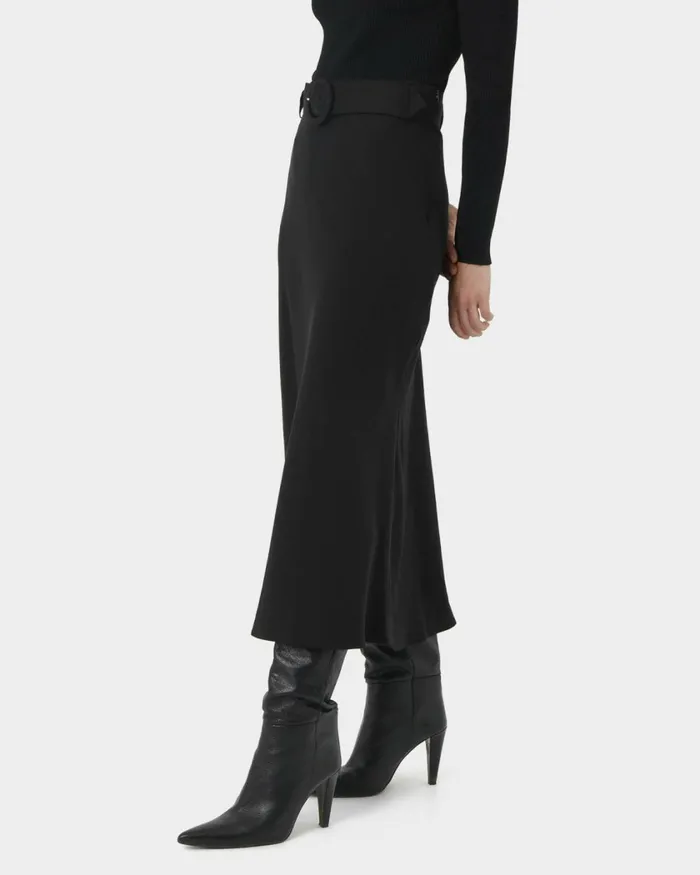 Forcast Isla Belted Midi Skirt Camel Women Midi and Maxi Skirts