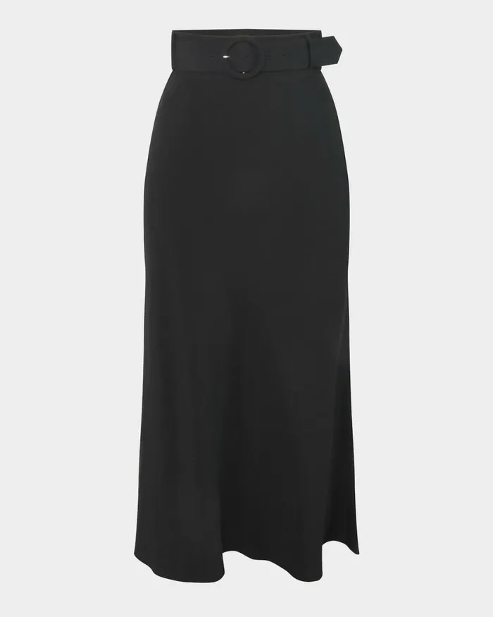 Forcast Isla Belted Midi Skirt Camel Women Midi and Maxi Skirts