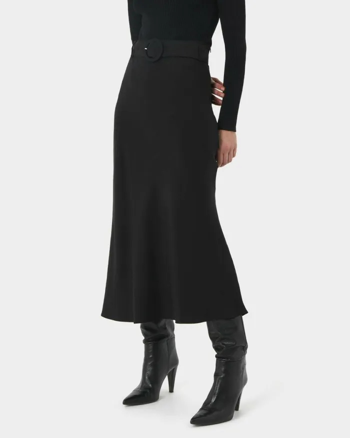 Forcast Isla Belted Midi Skirt Camel Women Midi and Maxi Skirts