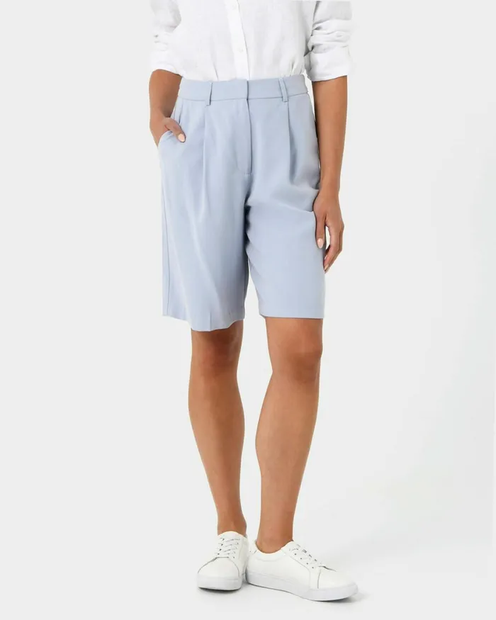 Forcast Jakie Tailored Shorts Sky Blue Women HighWaisted Pants