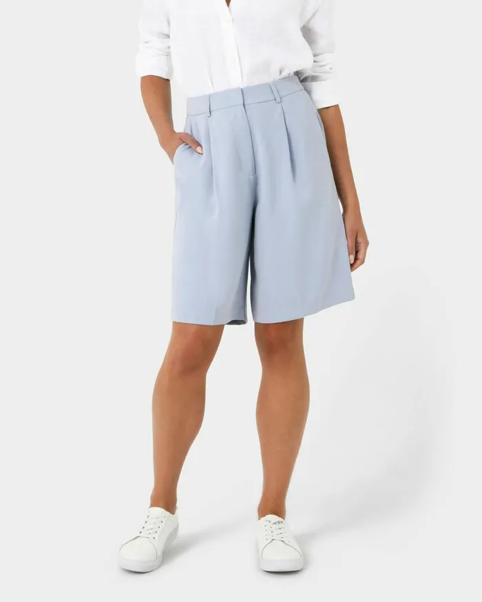 Forcast Jakie Tailored Shorts Sky Blue Women HighWaisted Pants