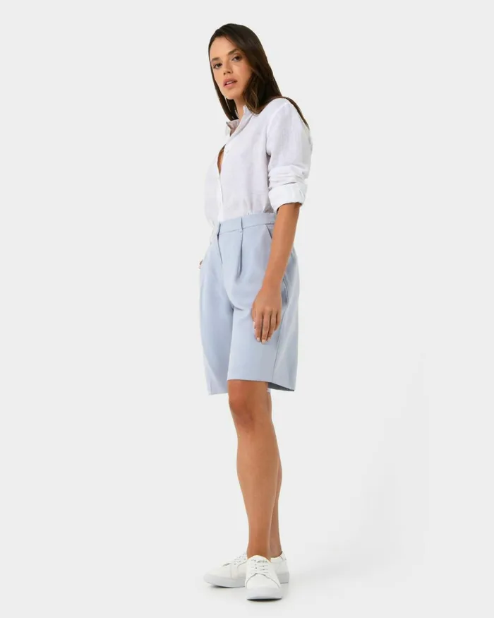 Forcast Jakie Tailored Shorts Sky Blue Women HighWaisted Pants