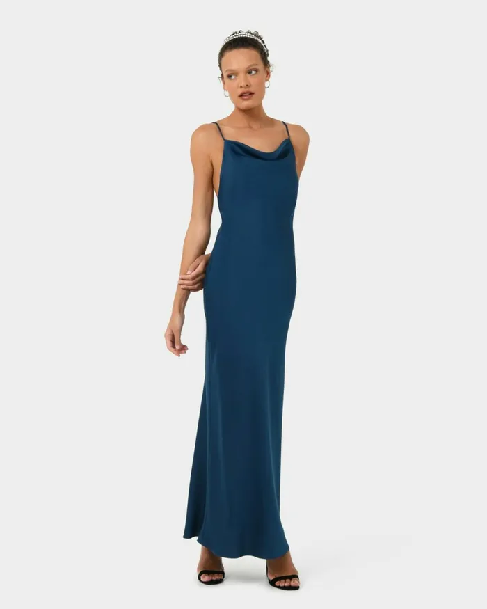 Forcast Jamila Backless Maxi Dress Rubynavy Women Maxi Dresses