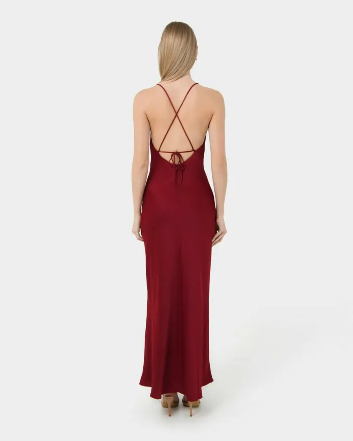 Forcast Jamila Backless Maxi Dress Rubynavy Women Maxi Dresses