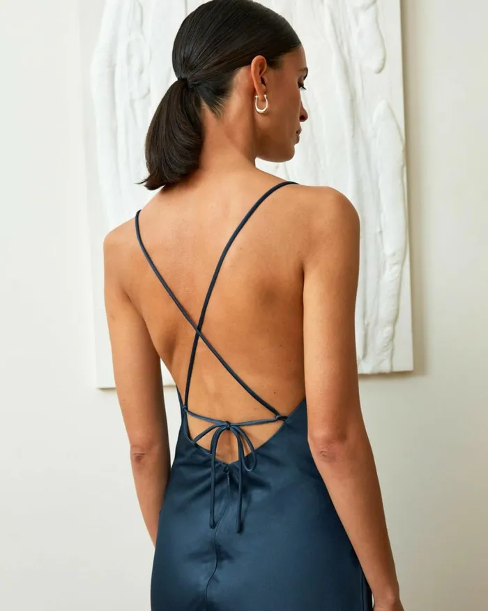 Forcast Jamila Backless Maxi Dress Rubynavy Women Maxi Dresses