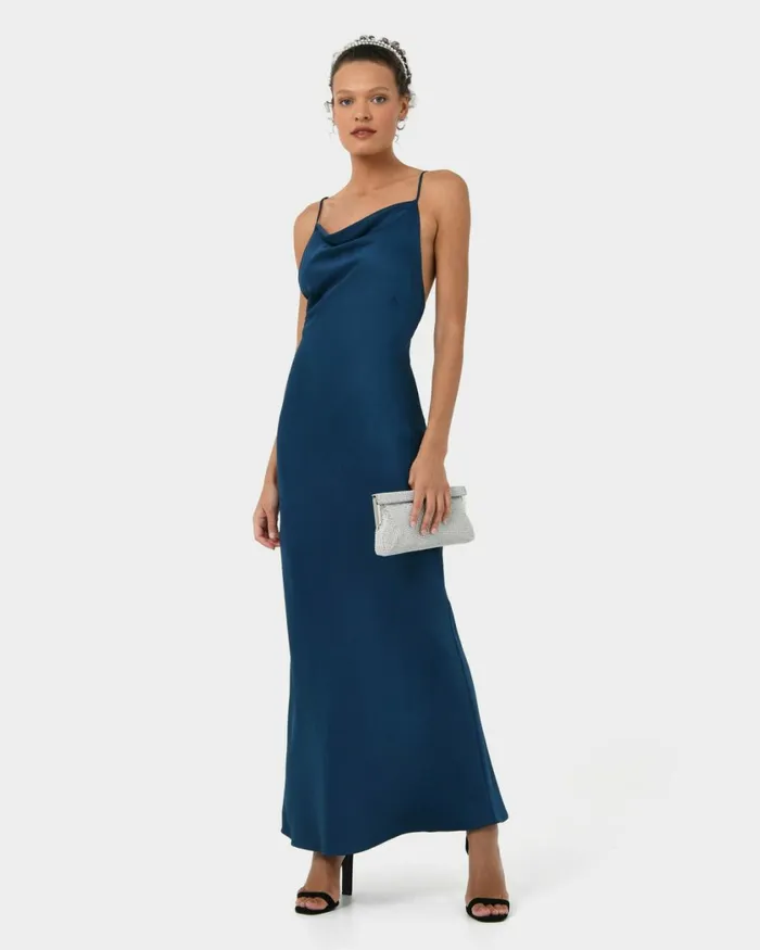 Forcast Jamila Backless Maxi Dress Rubynavy Women Maxi Dresses