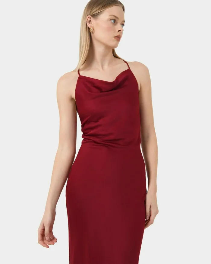 Forcast Jamila Backless Maxi Dress Rubynavy Women Maxi Dresses