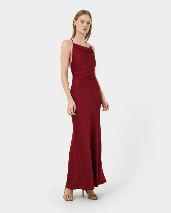 Forcast Jamila Backless Maxi Dress Rubynavy Women Maxi Dresses