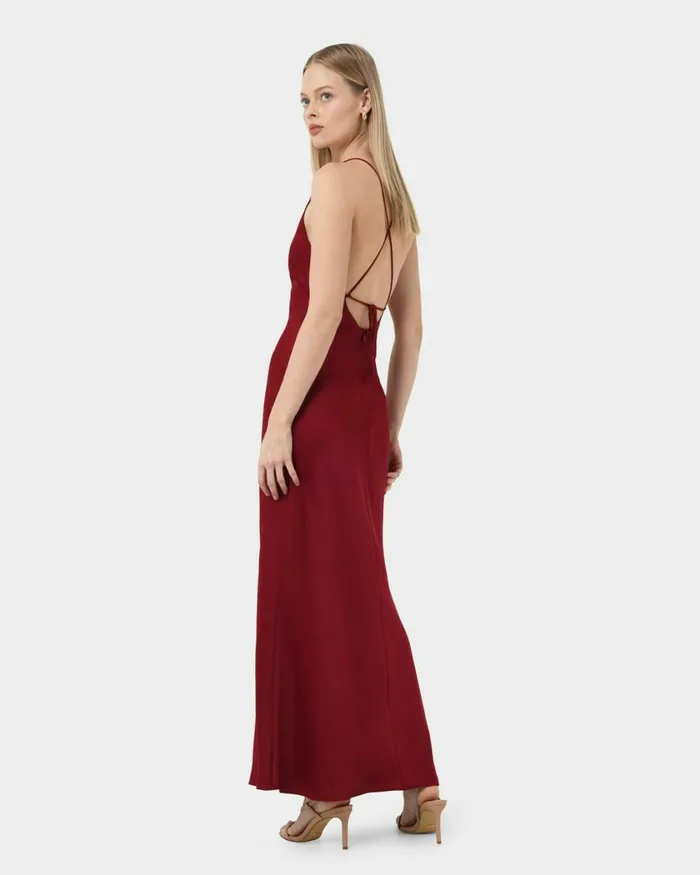 Forcast Jamila Backless Maxi Dress Rubynavy Women Maxi Dresses