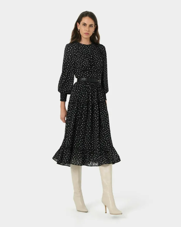 Forcast Jana Tie Dress Women Midi Dresses
