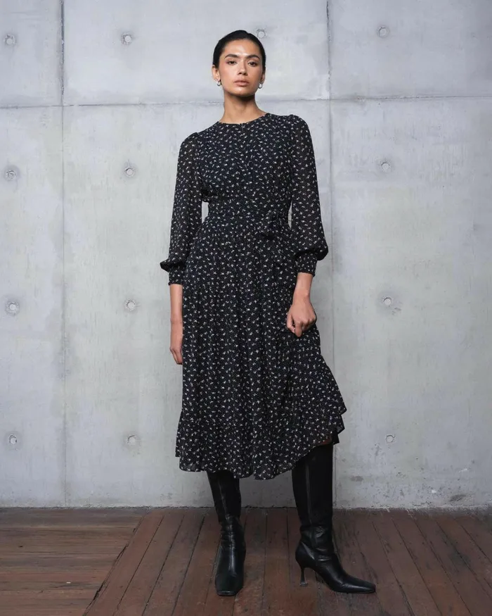 Forcast Jana Tie Dress Women Midi Dresses