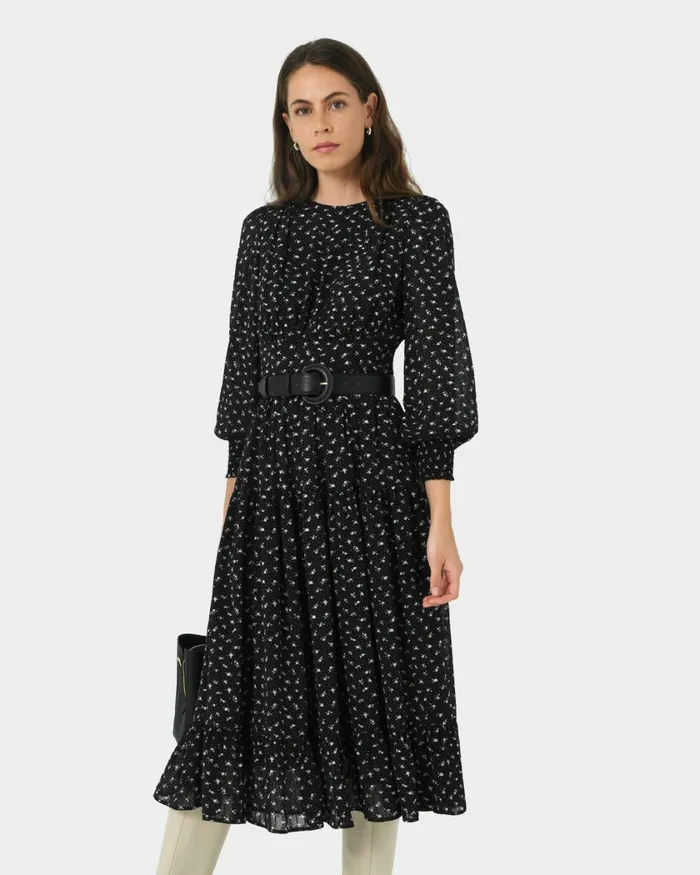 Forcast Jana Tie Dress Women Midi Dresses