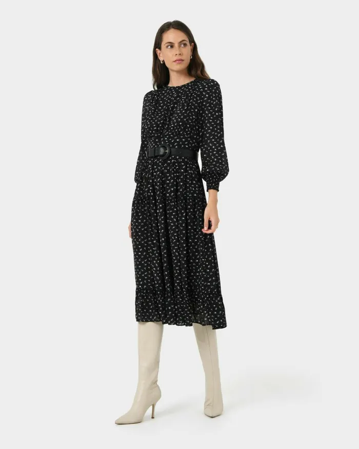 Forcast Jana Tie Dress Women Midi Dresses