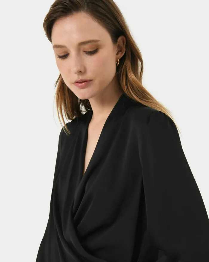 Forcast Janae Crossover Blouse Greenblack Women TShirts and Tops