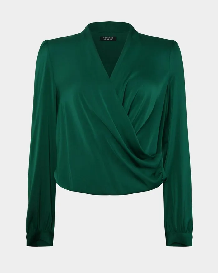 Forcast Janae Crossover Blouse Greenblack Women TShirts and Tops