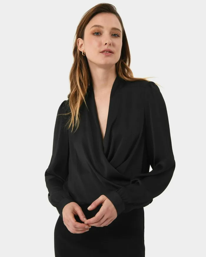 Forcast Janae Crossover Blouse Greenblack Women TShirts and Tops
