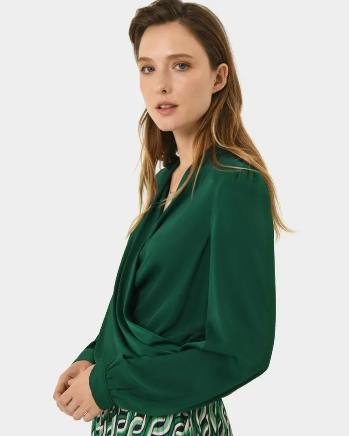 Forcast Janae Crossover Blouse Greenblack Women TShirts and Tops