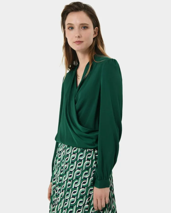 Forcast Janae Crossover Blouse Greenblack Women TShirts and Tops