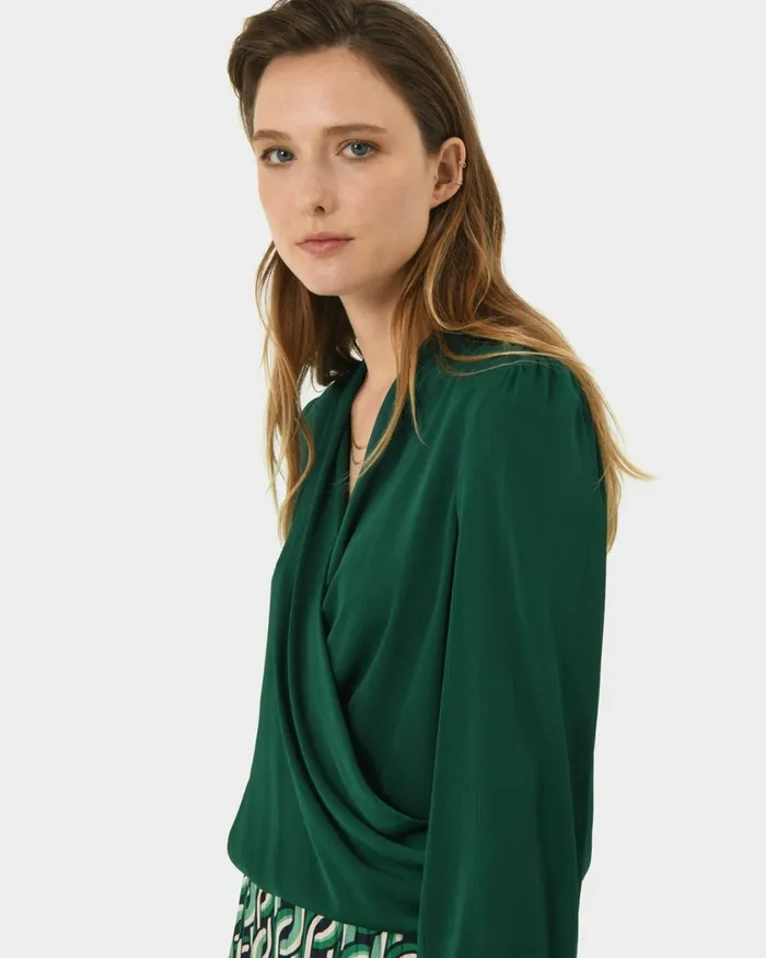 Forcast Janae Crossover Blouse Greenblack Women TShirts and Tops