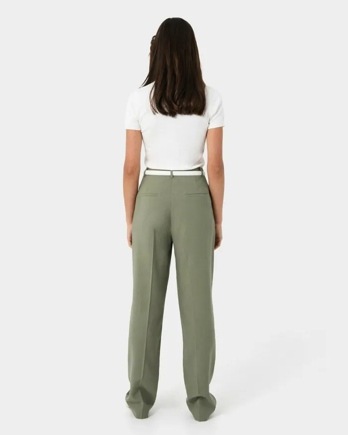 Forcast Janis Straight Pants Light Khaki Women HighWaisted Pants