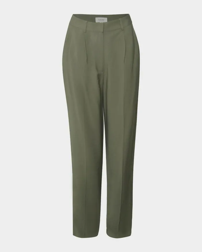 Forcast Janis Straight Pants Light Khaki Women HighWaisted Pants