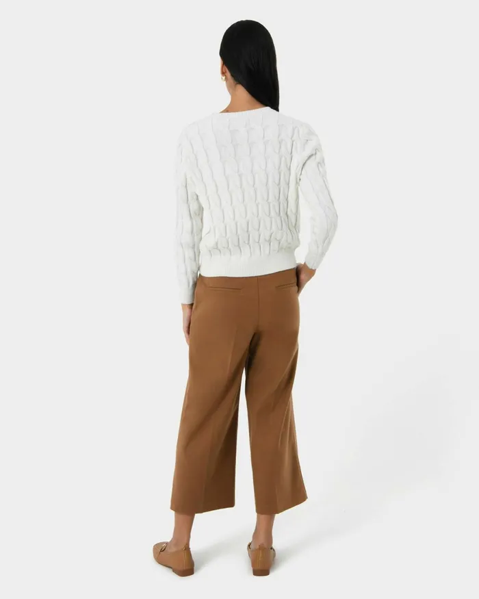 Forcast Janna Cable Jumper Ivoryblack Women Long Sleeve Tops