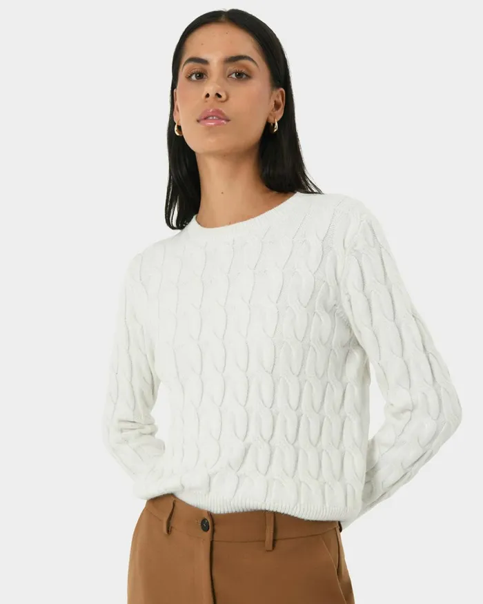 Forcast Janna Cable Jumper Ivoryblack Women Long Sleeve Tops