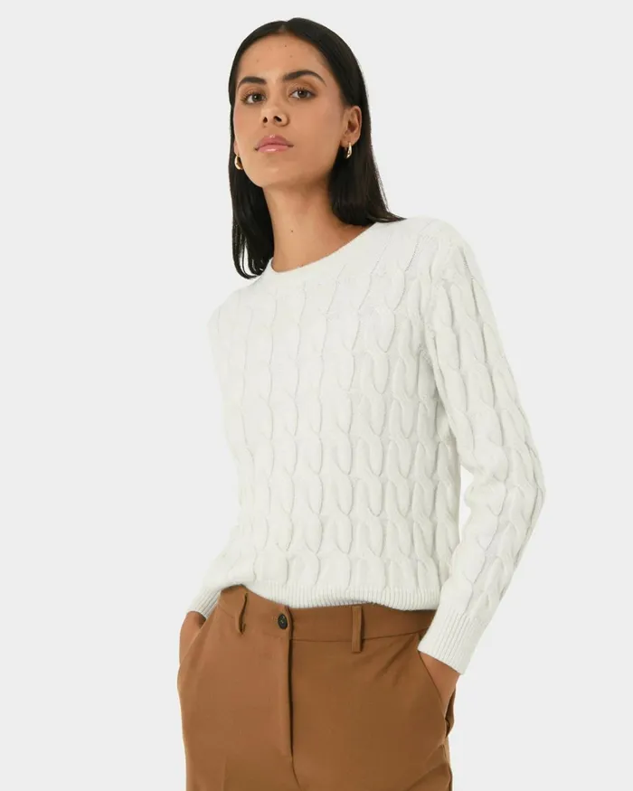 Forcast Janna Cable Jumper Ivoryblack Women Long Sleeve Tops