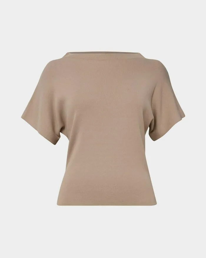 Forcast Jemma Relaxed Knit Top Pinkbeigeblack Women TShirts and Tops