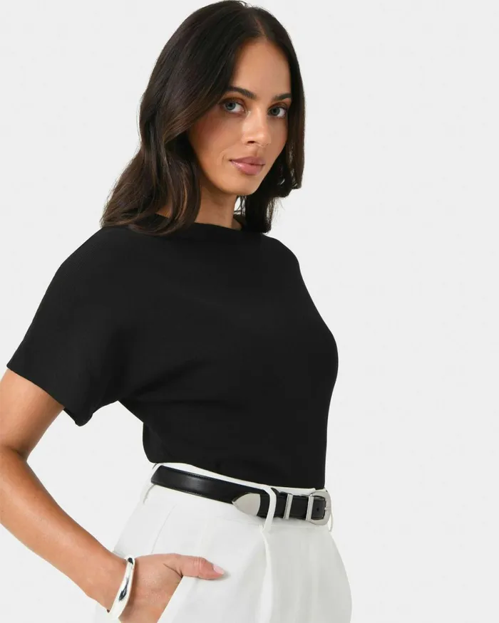 Forcast Jemma Relaxed Knit Top Pinkbeigeblack Women TShirts and Tops