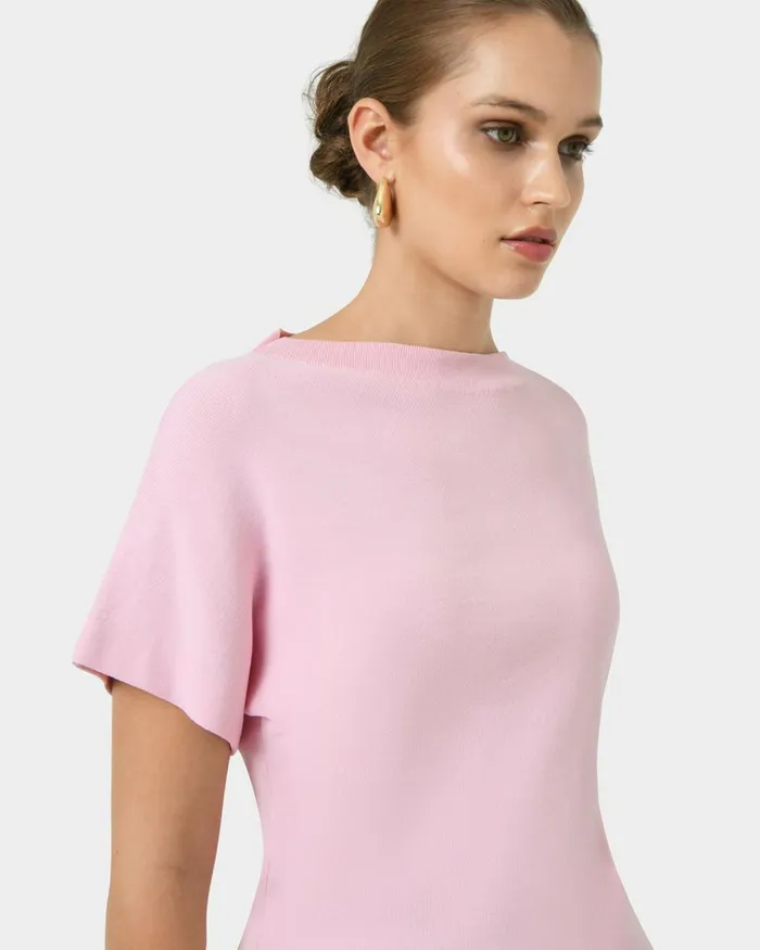 Forcast Jemma Relaxed Knit Top Pinkbeigeblack Women TShirts and Tops