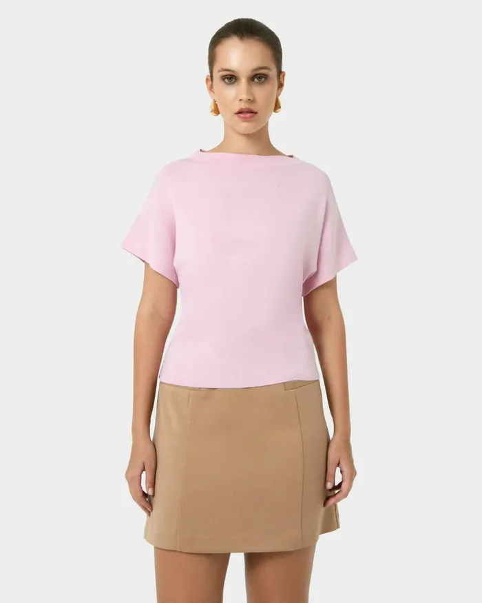 Forcast Jemma Relaxed Knit Top Pinkbeigeblack Women TShirts and Tops